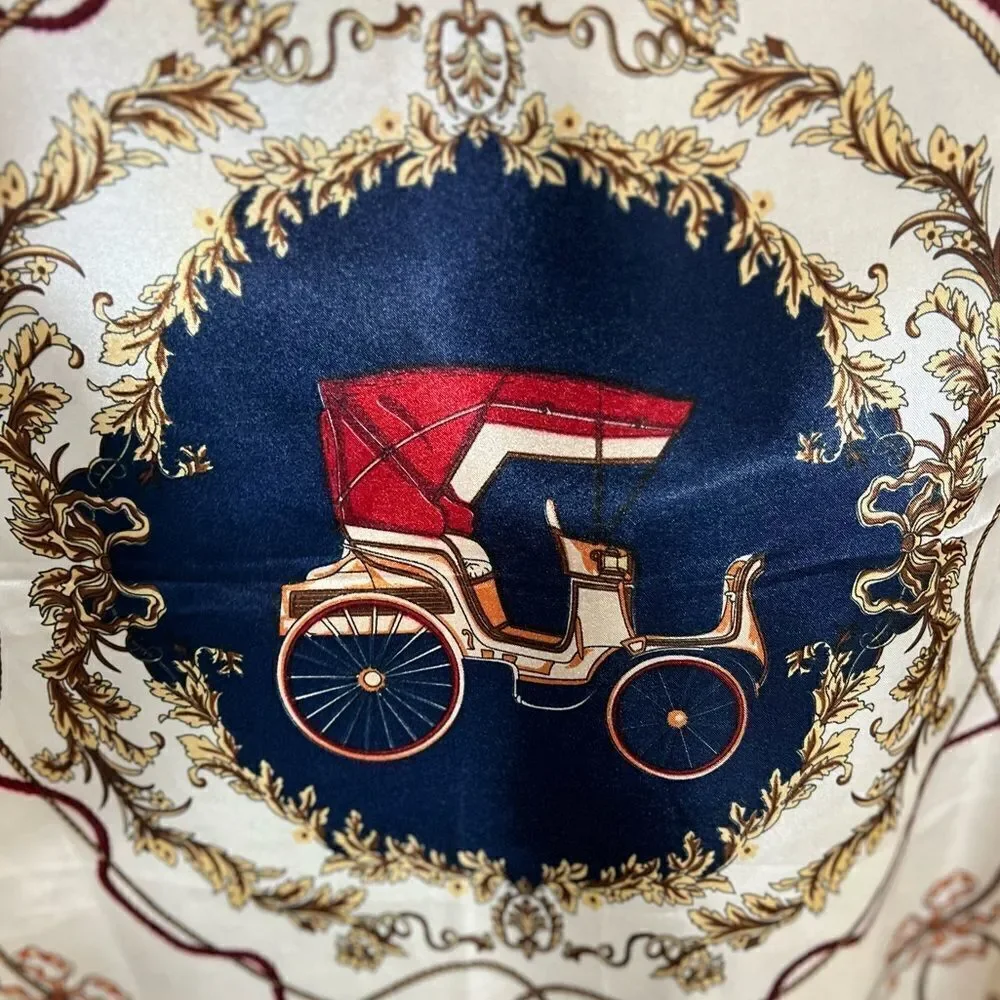 Classic Blue, Red and Cream Silk-Feel Scarf